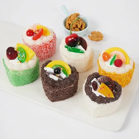 Simulation Mousse Cake Model Heart Shaped Realistic PU Artificial Food Home Decor Kitchen Fridge Magnets Soft Squishy