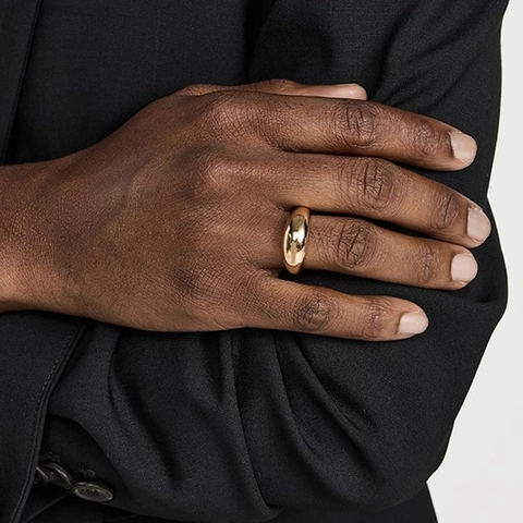 Anillo De Cúpula Minimalista De Acero Inoxidable Chapado En Oro De 18 Quilates Joyería Para Mujeres
