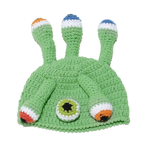 Funny Octopus Alien Monster Eye Tentacles Handmade Acrylic Yarn Knitted Beanie Hat For Halloween Party Winter Warm Novelty
