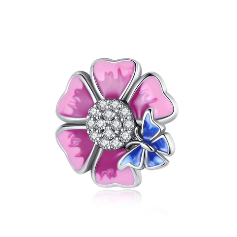 Blumen Emaille Charms Versilberte Messing Perlen Mit Zirkonia Für DIY Armband Schmuckherstellung Mode Pflanzen Motiv
