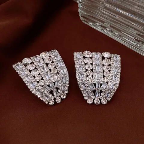 Statement Geometrische Fächerförmige Ohrringe Mit Zirkonia Und 925 Sterling Silber Ohrstecker Damen Luxus Mode Schmuck