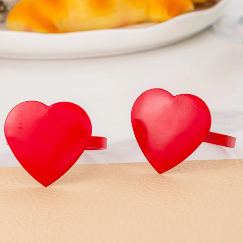 Alloy Enamel Rhinestone Artificial Pearl Napkin Rings Heart Rose Flower LOVE Design For Valentines Day Wedding Table Decoration Romantic Elegant