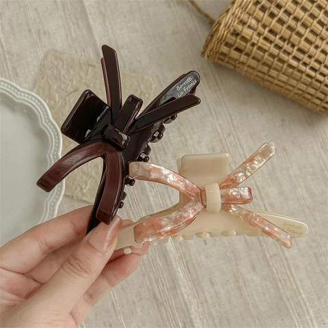 Elegante Strik Haarklem Acetaat Cellulose Franse Retro Haarklem Marmer Schildpad Textuur Voor Vrouwen Haarstyling