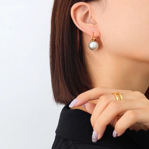Elegant Imitation Artificial Pearl Dangle Earrings Titanium Steel 18K Gold Plated Vintage Minimalist Jewelry For Women Waterproof