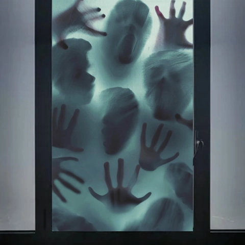 Halloween Horror Venstersticker PVC Waterdicht Bloed Handafdruk Geest Schaduw Decoratie Voor Spookhuis Feest Muursticker