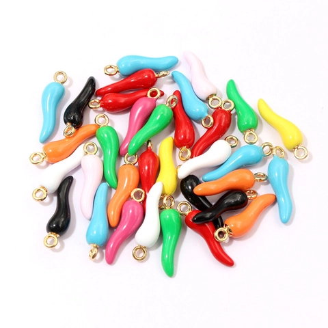 Ciondoli Peperoncino Lega Zinco Smalto Goccia Per Creazione Gioielli Fai Da Te Accessori Stile Cornicello Italiano