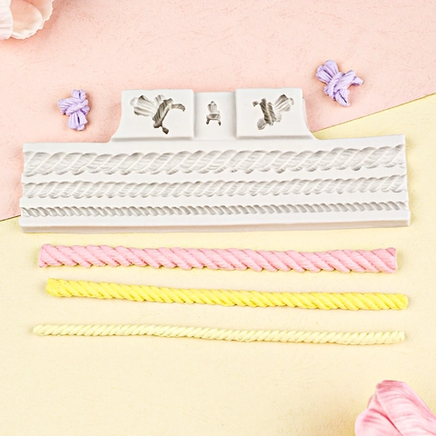 Seil Schnur Und Schleife Silikonform Für Kuchenrand Dekoration Fondant Schokolade Ton DIY Backwerkzeug