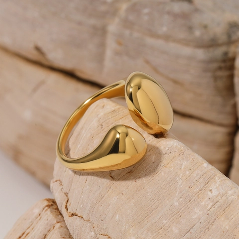Moderner Edelstahl Offener Ring Minimalistisch Geometrisch Organische Form Verstellbar Hochglanzpoliert Schmuck Unisex