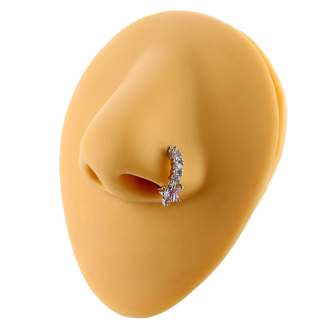 Copper Zirconia Butterfly Pendant Nose Ring Gold Silver Crown Flower Heart Moon Star Nose Hoop Fashion Piercing Jewelry For Women