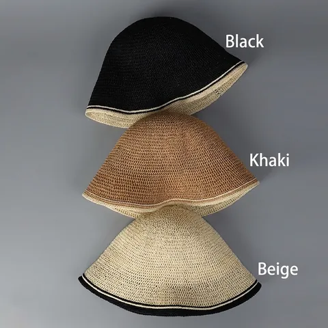 Cappello Alla Pescatora Donna Cotone Poliestere Miscela Traspirante Pieghevole Protezione Solare Bordo Contrastato Semplice Elegante