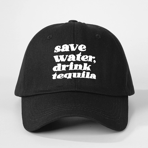 Baseball Cap Save Water Drink Tequila Embroidery Polyester Sun Protection Outdoor Casual Adjustable Dad Hat