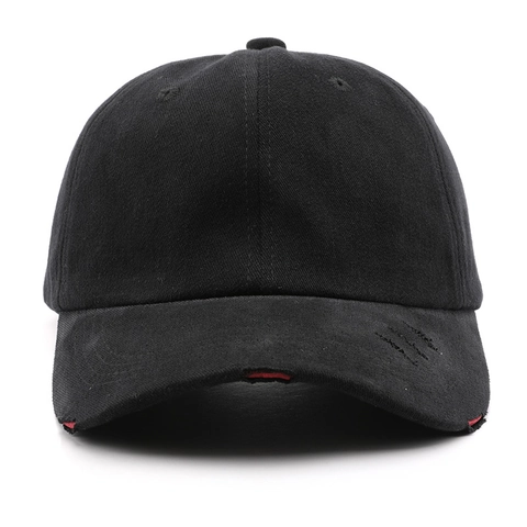 Retro Baumwolle Baseballkappe Distressed Zerrissene Sonnenhut Outdoor Verstellbare Einfarbige Sechs Panel Sportmuetze Herren Damen
