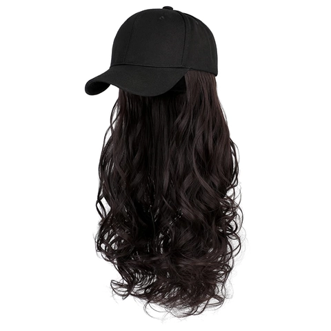 Cappello Da Baseball Integrato Con Parrucca Lunga Ondulata Estensione Capelli In Fibra Sintetica Per Donne Moda