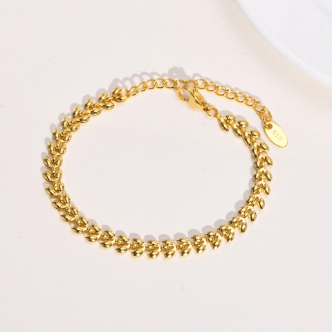 Minimalist Wheat Chain Necklace And Bracelet Jewelry Stainless Steel 18K Gold Plated Vintage Simple Ins Style For Women