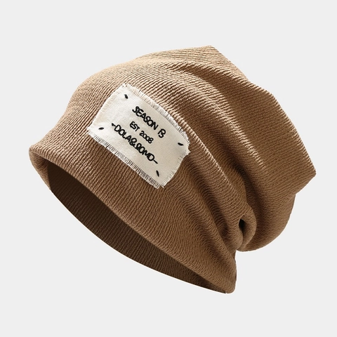 Berretto Beanie In Maglia Patch Con Bordi Sfilacciati Streetwear Casual Skull Cap Per Uomo Donna