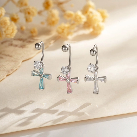 Kreuz Anhänger Ohrknorpel Piercing Ring Mit Zirkonia Mikropflaster Titanstahl C Form Hoop Mode Körperschmuck