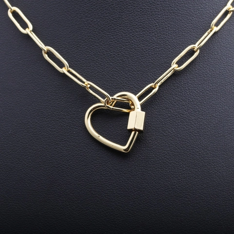 Herz Verschluss Halskette Kupfer Büroklammer Kette Hip Hop Minimalistischer Schmuck