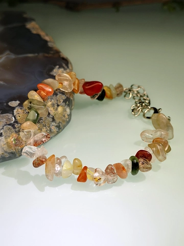 Natural Stone Chip Bracelet Irregular Gemstone Beads Adjustable Lobster Clasp Bohemia Style Women