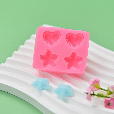 Herz Und Stern Form Silikonform Flexibel DIY Handgemachte Seife Aromatherapie Gips Kuchen Dekorationswerkzeug Rosa