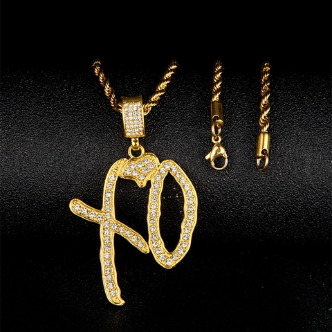 Collana Con Ciondolo A Cuore XO Hip Hop Lega Strass Ghiacciato Catena A Fune In Acciaio Inossidabile Gioielli Moda