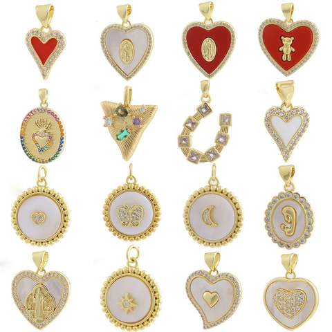 Ciondolo A Cuore In Conchiglia Bianca Accessori Per La Creazione Di Gioielli Fai Da Te Ottone Placcato Oro Zircone Madreperla
