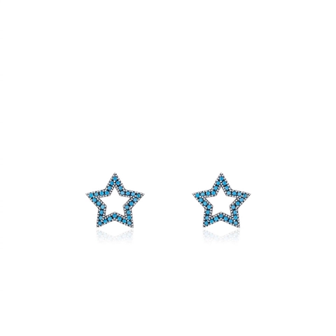 Orecchini A Lobo A Stella In Argento Sterling 925 Con Intarsio Turchese Blu Gioielli Geometrici Per Donna