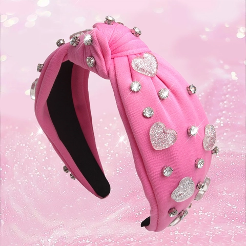 Knotted Headband Fabric Rhinestone Faux Artificial Pearl Beaded Wide Brim Hair Band Festive Party Accessories For Women Girls