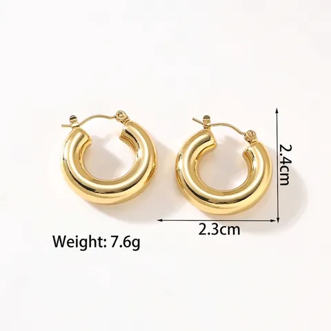 Chunky Hoop Ohrringe Für Damen Edelstahl 18K Vergoldet Hohl Geometrisch C-Form Gedreht Spiegelpoliert Retro-Stil