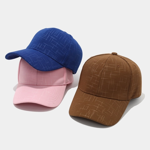 Baseball Cap Textured Polyester Curved Brim Adjustable Outdoor Sport Sun Protection Casual Unisex Hat For Men Women