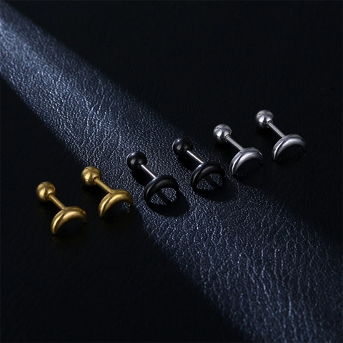 Mondsichel Ohrstecker Edelstahl Schraubverschluss Kugel Cartilage Piercing Schmuck Minimalistisch Punk Unisex