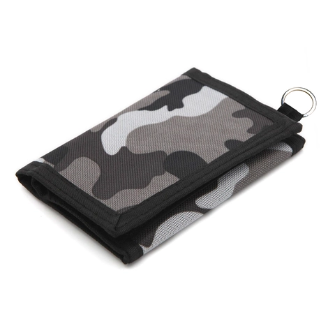 Kids Camouflage Trifold Wallet Polyester Canvas Fabric Hook And Loop Closure For Outdoor Sports Casual Daily Use