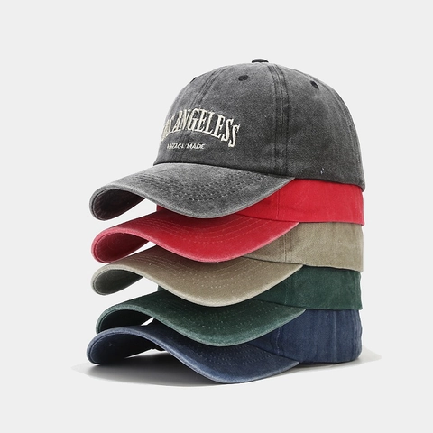Vintage Washed Cotton Baseball Cap Embroidered Letters Outdoor Adjustable Sun Hat Retro Unisex Casual