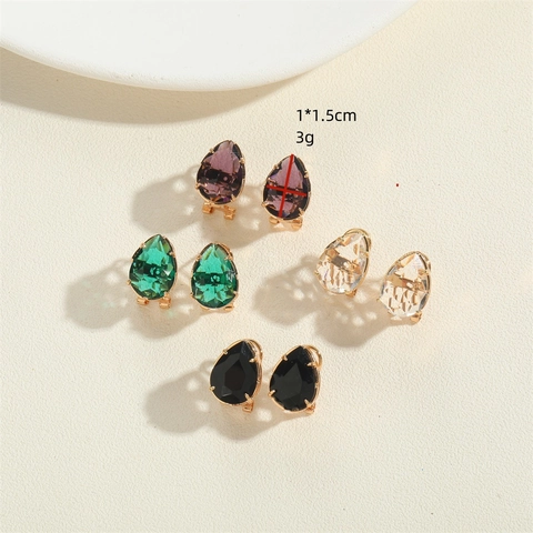 Women Vintage Teardrop Copper Zirconia Stud Earrings Multi Color Waterdrop Crystal Earrings For Party Wedding Jewelry
