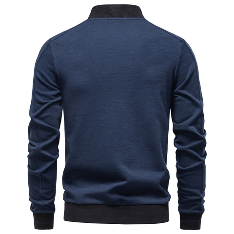 Men Bomber Jacket Cotton Polyester Blend Baseball Stand Collar Zip Up Lightweight Casual Business Outerwear