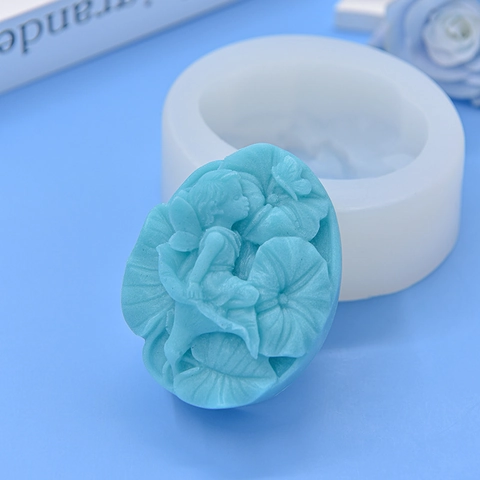 Elfen Engel Relief Silikonform Rund DIY Handgemachte Seife Kerze Harz Handwerk Backwerkzeug