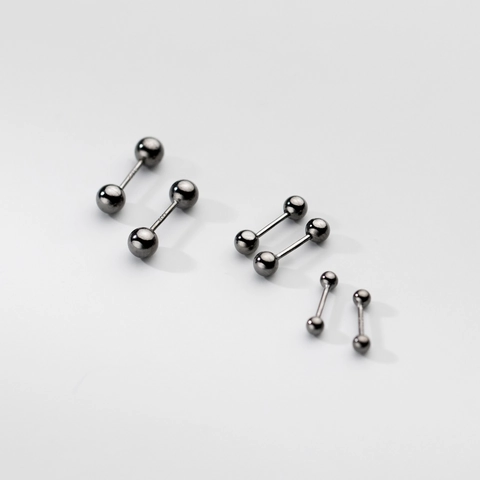 925 Sterling Silver Ball Stud Earrings Minimalist Tiny Round Bean Barbell Piercing Jewelry For Women Men