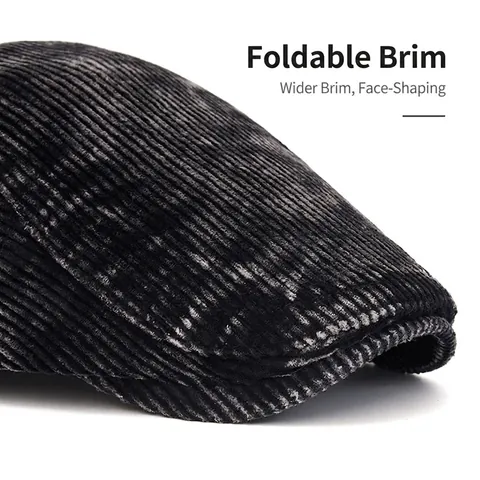 Vintage Corduroy Flat Cap For Men Women Adjustable Metal Buckle Retro British Style Ivy Newsboy Hat Autumn Winter