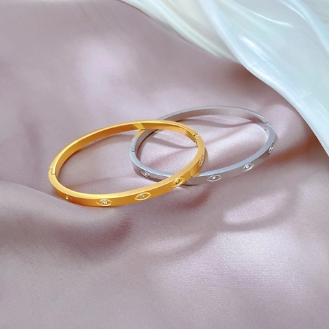 Marquise Zirkon Evil Eye Armreif Armband Titanstahl Minimalistischer Retro Schmuck Für Damen