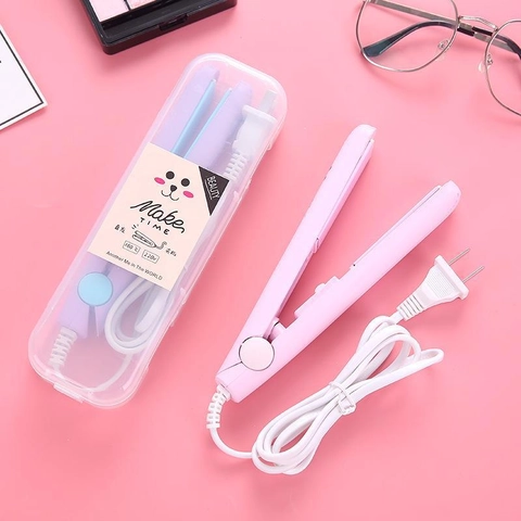 Mini Hair Straightener And Curler Dual Use Ceramic Coating Constant Temperature Portable Travel Macaron Styling Tool