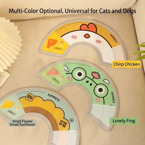 Adjustable Pet Elizabeth Collar Waterproof PVC Fabric Anti Lick Recovery Neck Cone For Dogs Cats Cartoon Protective Hood