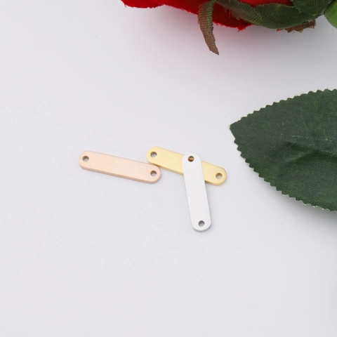 Rechteck Bar Anhänger Verbinder Edelstahl Doppel Loch Spiegel Poliert Für DIY Halskette Armband Schmuckherstellung Zubehör