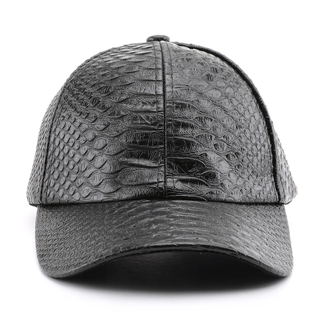 Faux Leather Baseball Cap Crocodile Snake Pattern Curved Brim Adjustable Metal Buckle Outdoor Sun Hat For Men Women