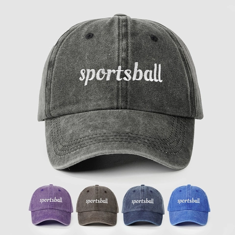 Casquette De Baseball Broderie Sportsball Coton Lavé Vintage Ajustable Respirant Chapeau De Soleil