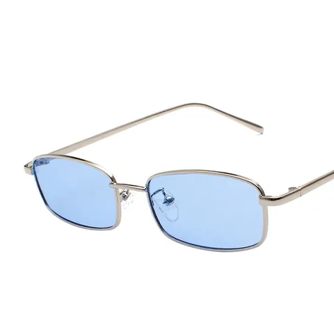 Occhiali da Sole Rettangolari Retro per Uomo Donna Montatura in Metallo Moda Stretta Protezione UV400 Lenti Ocean Occhiali Quadrati Accessori Street Style