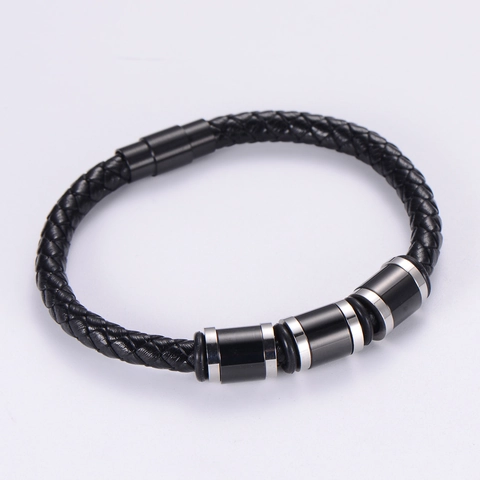 Herren Armband Aus Geflochtenem PU Leder Mit Edelstahl Magnetverschluss Moderner Mode Punk Stil Schmuck