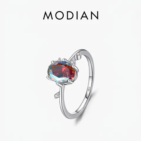 925 Sterling Silber Ring Ovaler Bunter Zirkon Eleganter Luxus Pflasterfassung Schmuck Für Frauen Geschenk