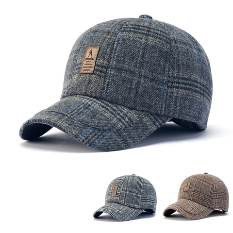 Cappello Da Baseball A Quadri Berretto Invernale Caldo In Lana Con Protezione Per Le Orecchie Per Uomo Donna