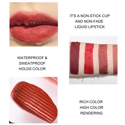 Matte Liquid Lipstick Waterproof Long Lasting Non Stick Cup Velvet Lip Gloss Makeup Cosmetic For Women