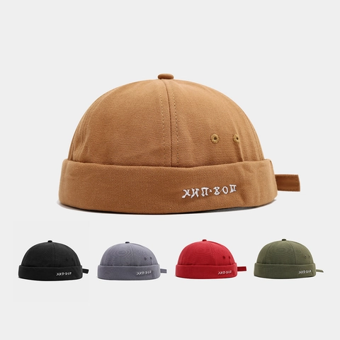 Brimless Docker Hat Cotton Canvas Russian Letter Embroidery Hip Hop Adjustable Miki Beanie Streetwear Unisex Retro
