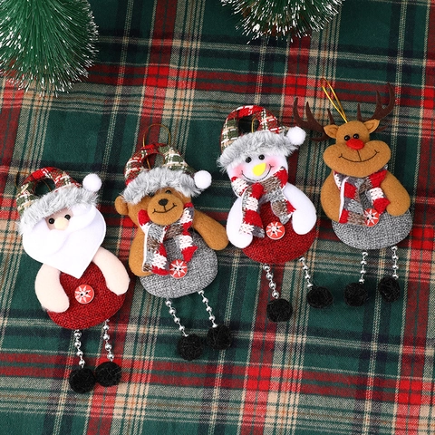 Ornamenti Natalizi Appesi Peluche Babbo Natale Pupazzo Di Neve Renna Orso Bambole Decorazione Albero Tessuto A Maglia
